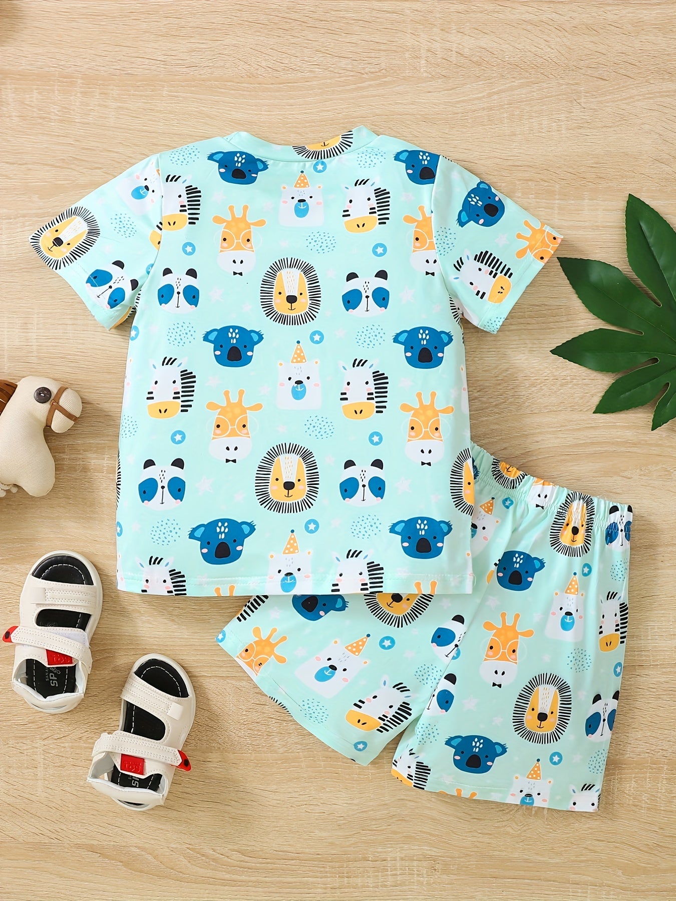Ensemble été garçon – T-shirt imprimé animal intégral + short assorti