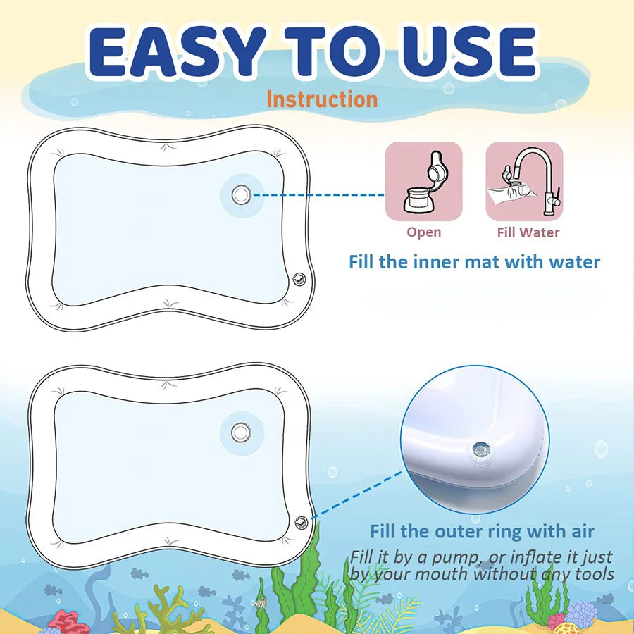 Tapis d’eau gonflable pour bébé – Coussin d’éveil sensoriel pour le ventre