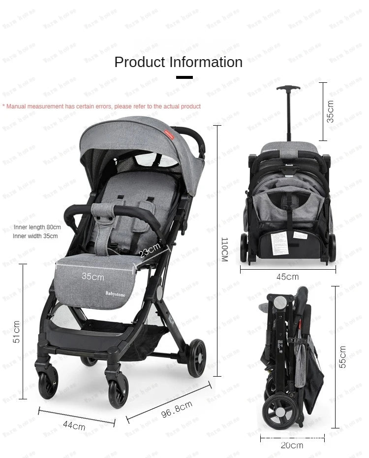 Poussette canne légère pliable à 4 roues pour bébé