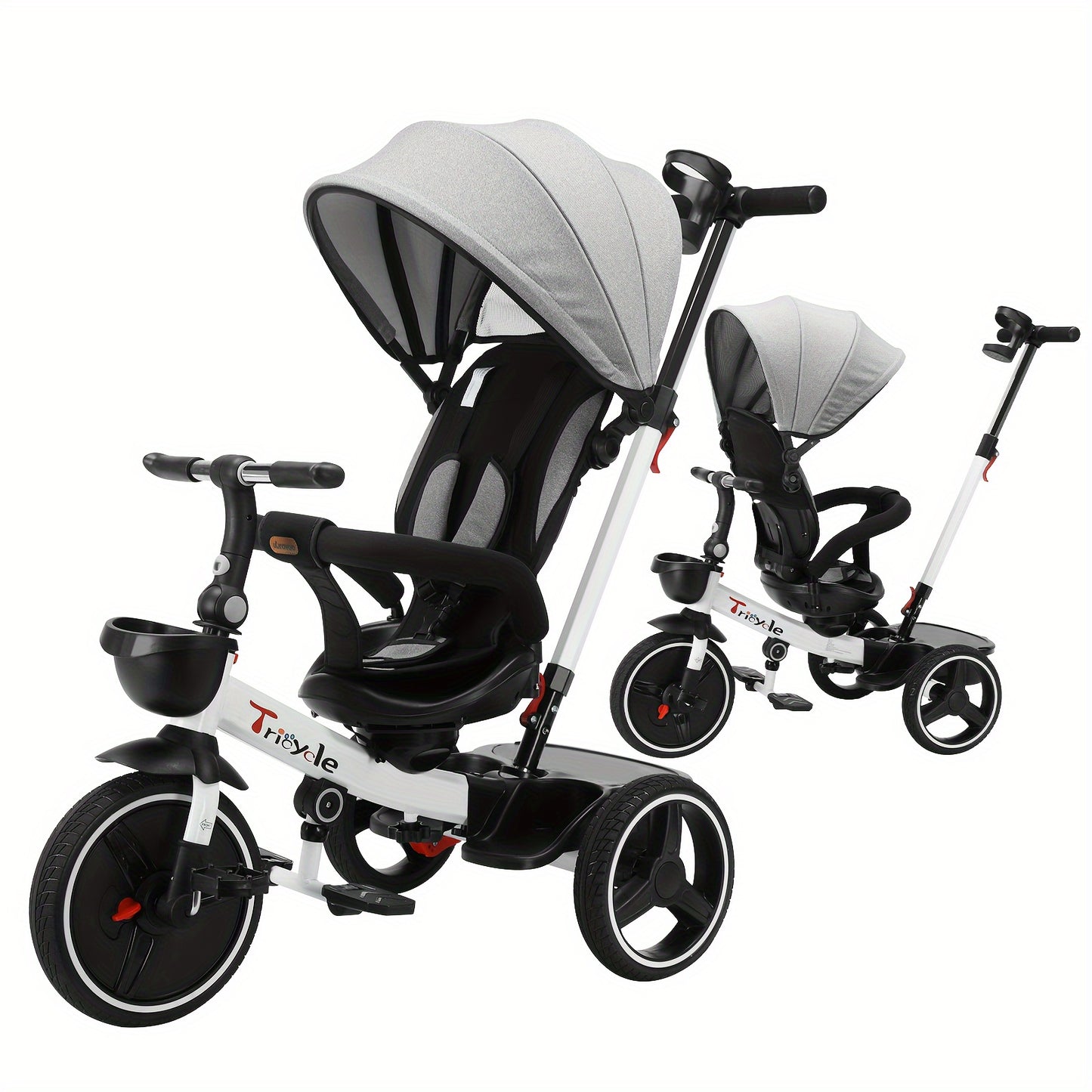 Tricycle Poussette Évolutif pour Bébé Ubravoo – Siège Rotatif 360°, Position Assise ou Allongée, Montage Rapide, de 1 à 5 Ans