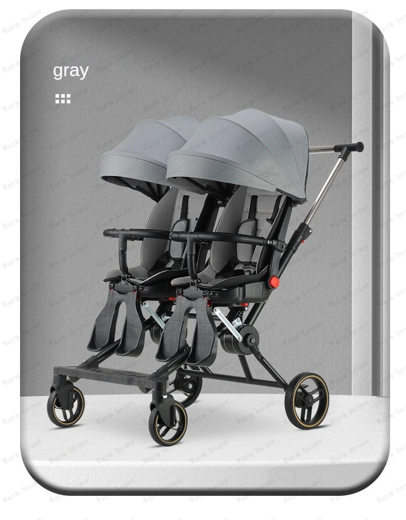 Poussette Double Portable pour Jumeaux – Compacte, Pliable et Confortable