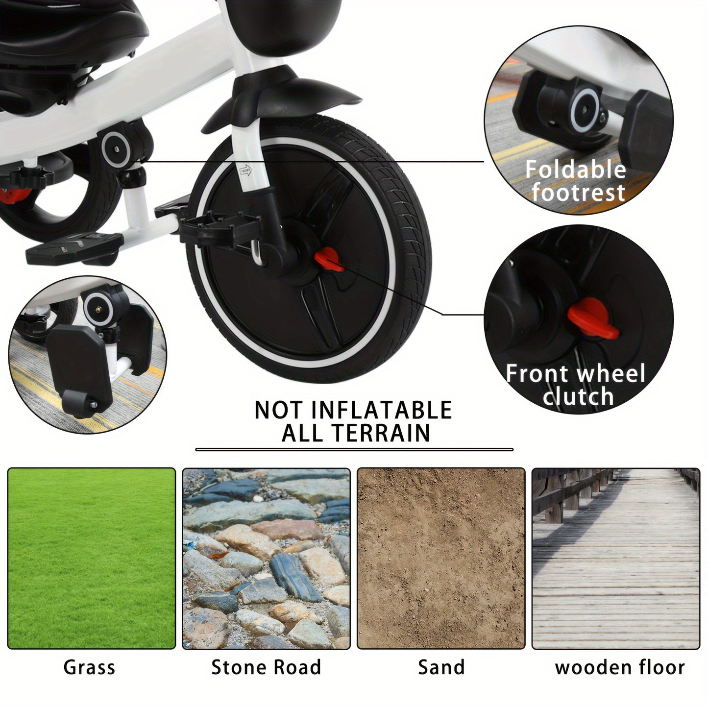 Tricycle Poussette Évolutif pour Bébé Ubravoo – Siège Rotatif 360°, Position Assise ou Allongée, Montage Rapide, de 1 à 5 Ans