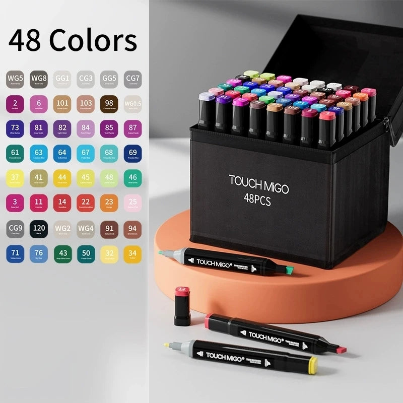 Lot de 80 Marqueurs à Alcool Double Pointe – Feutres de Coloriage Rechargeables pour Dessin, Manga et Fournitures Scolaires