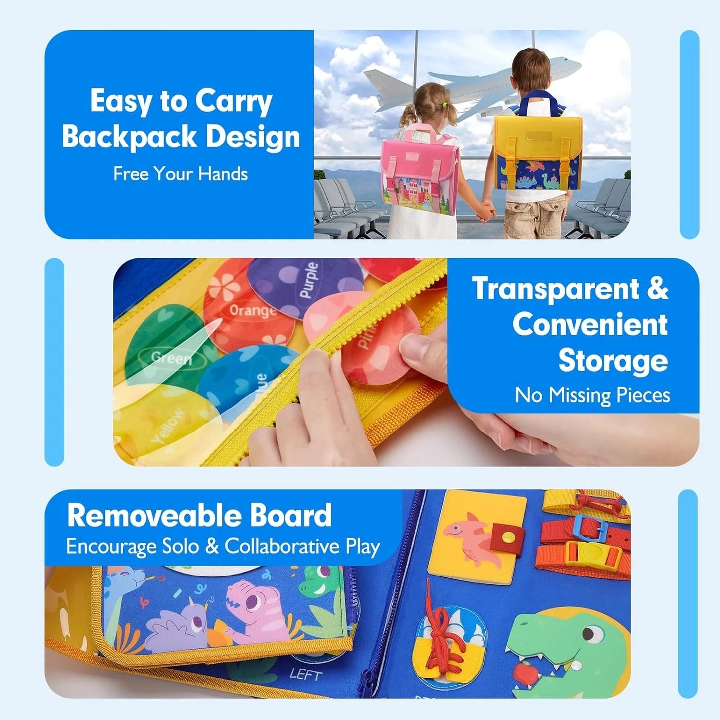Busy Board Montessori – Sac à Dos Éducatif pour Tout-Petits
