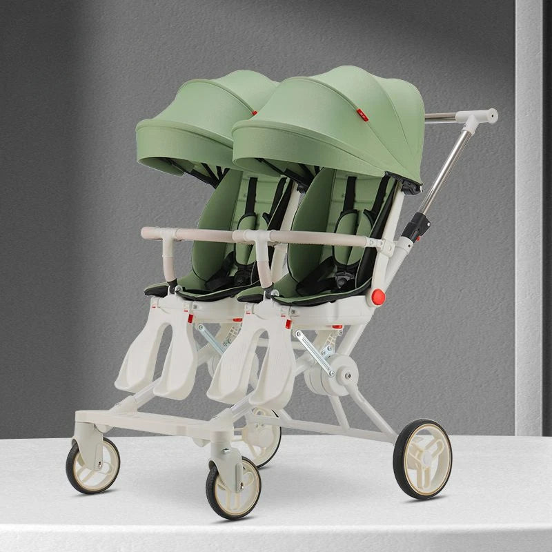 Poussette Double Portable pour Jumeaux – Compacte, Pliable et Confortable