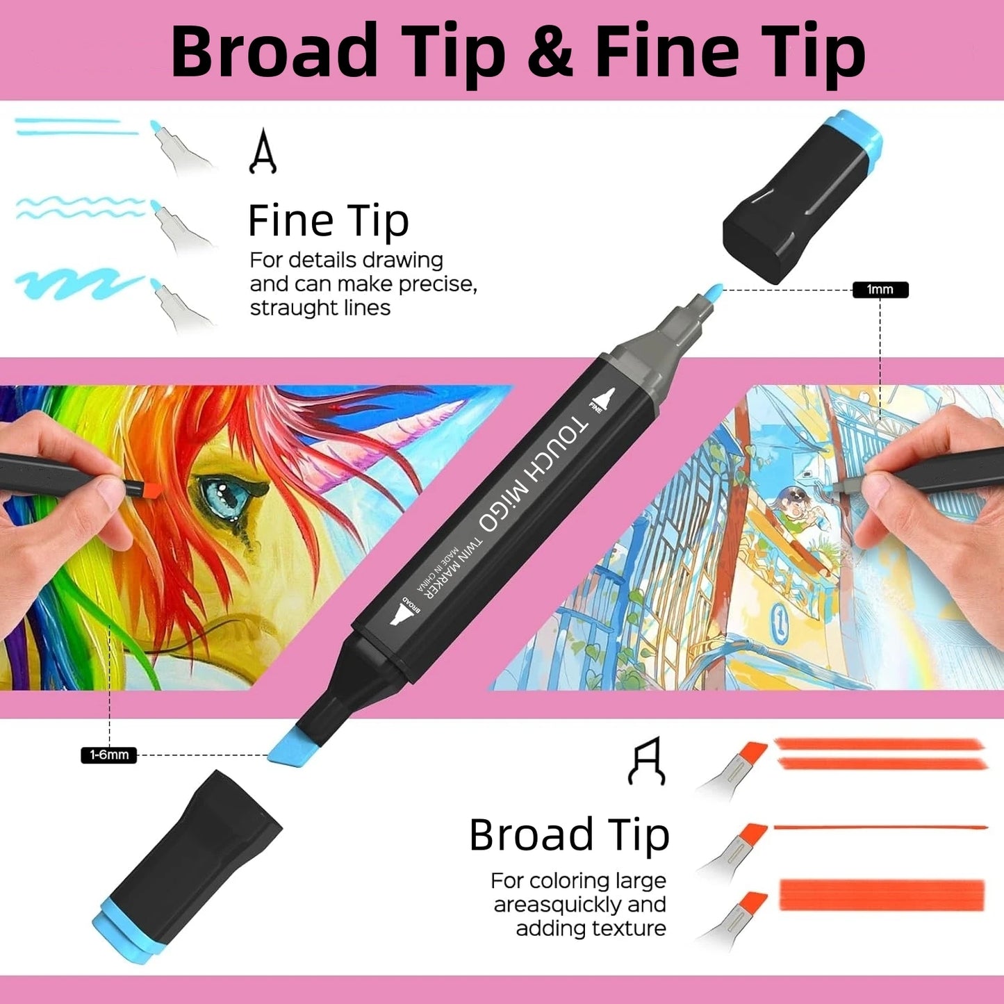Lot de 80 Marqueurs à Alcool Double Pointe – Feutres de Coloriage Rechargeables pour Dessin, Manga et Fournitures Scolaires