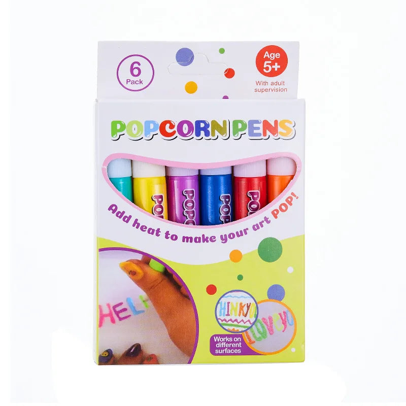 Stylos Magiques Popcorn pour Enfants – Lot de 6 ou 12 Stylos Moussants et Gonflants pour Dessins Créatifs et Ludiques