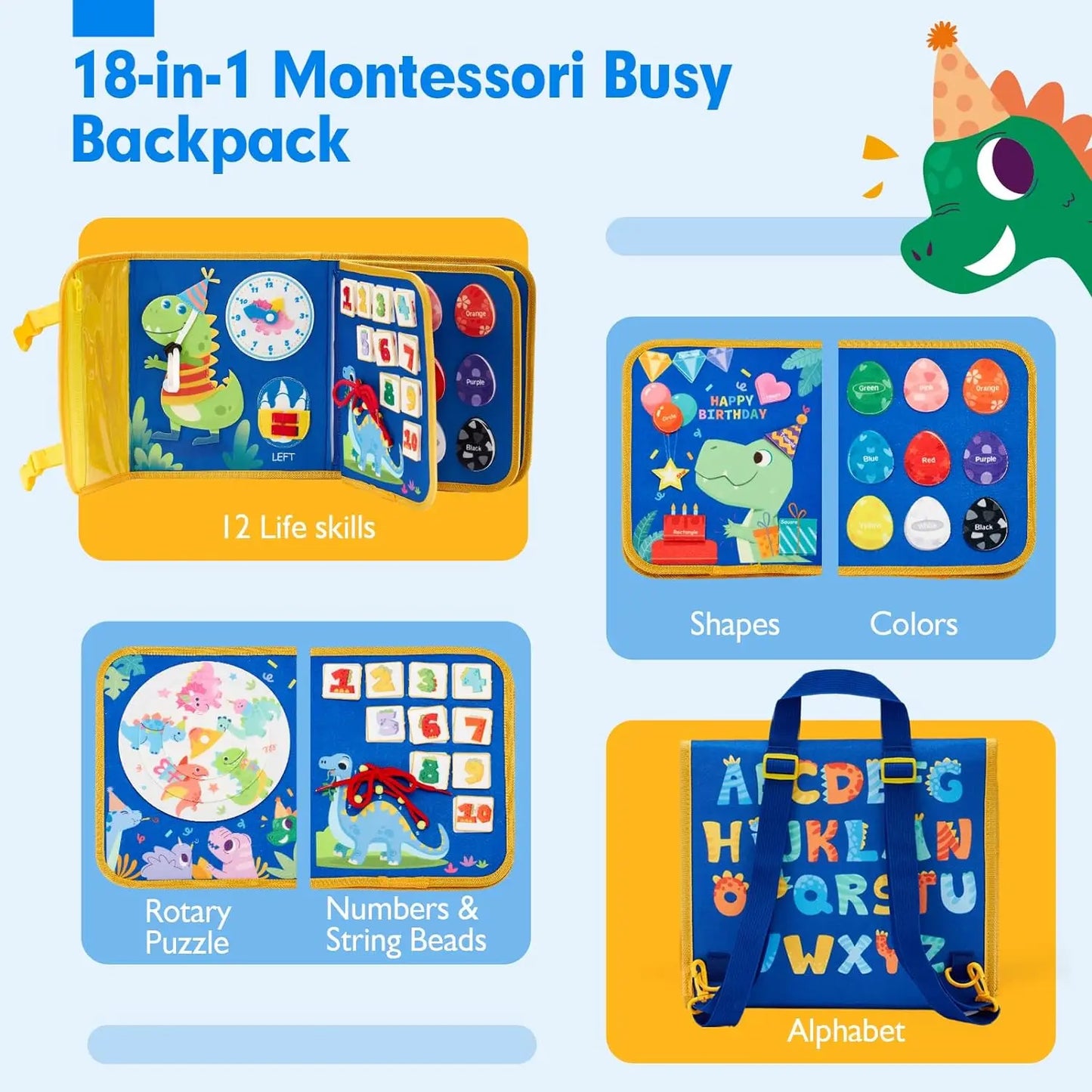 Busy Board Montessori – Sac à Dos Éducatif pour Tout-Petits