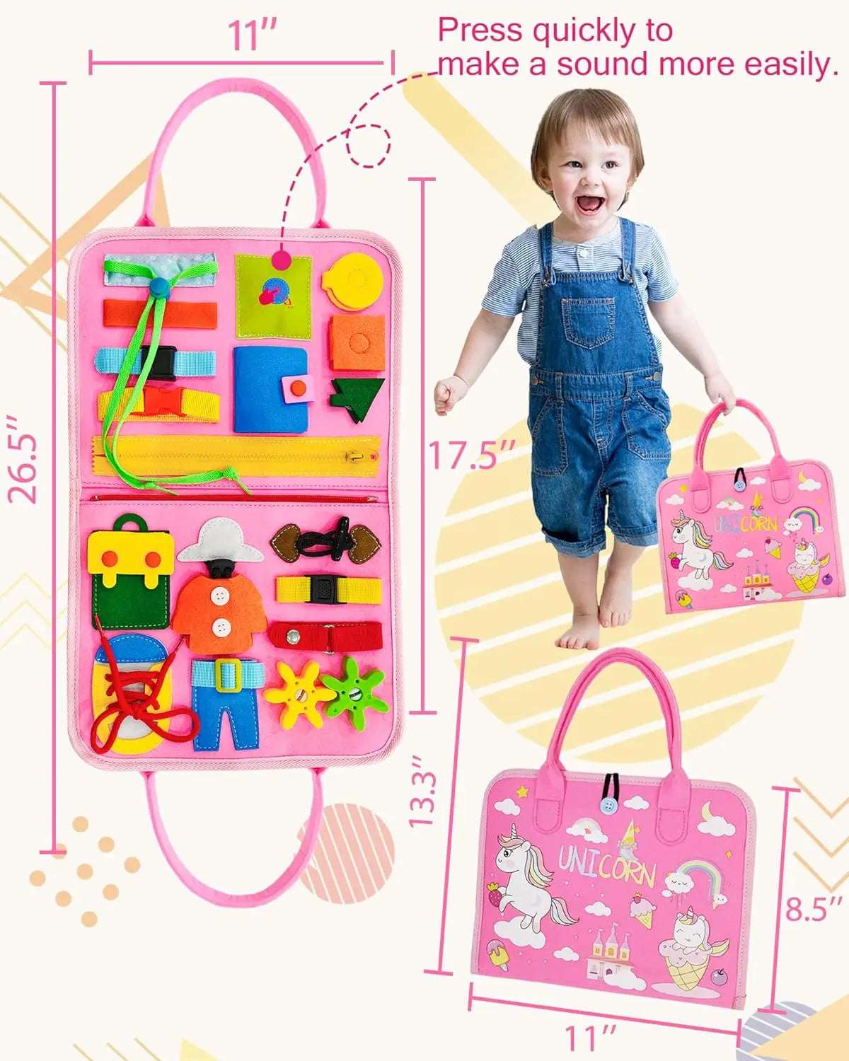 Busy Board Montessori – Sac à Dos Éducatif pour Tout-Petits