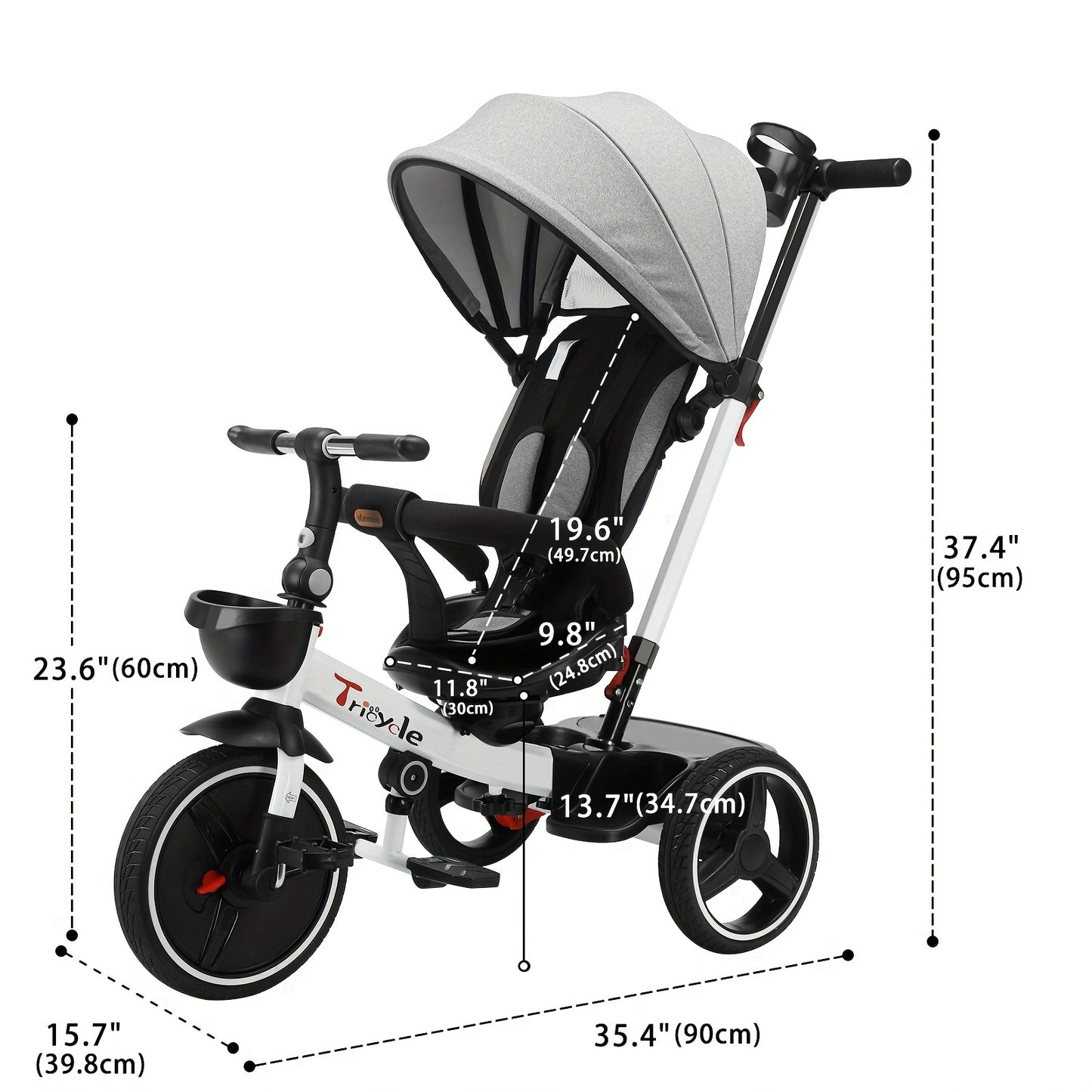 Tricycle Poussette Évolutif pour Bébé Ubravoo – Siège Rotatif 360°, Position Assise ou Allongée, Montage Rapide, de 1 à 5 Ans