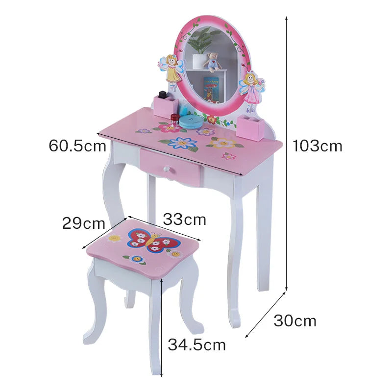 oiffeuse en bois avec miroir pour enfants – Mobilier fille élégant