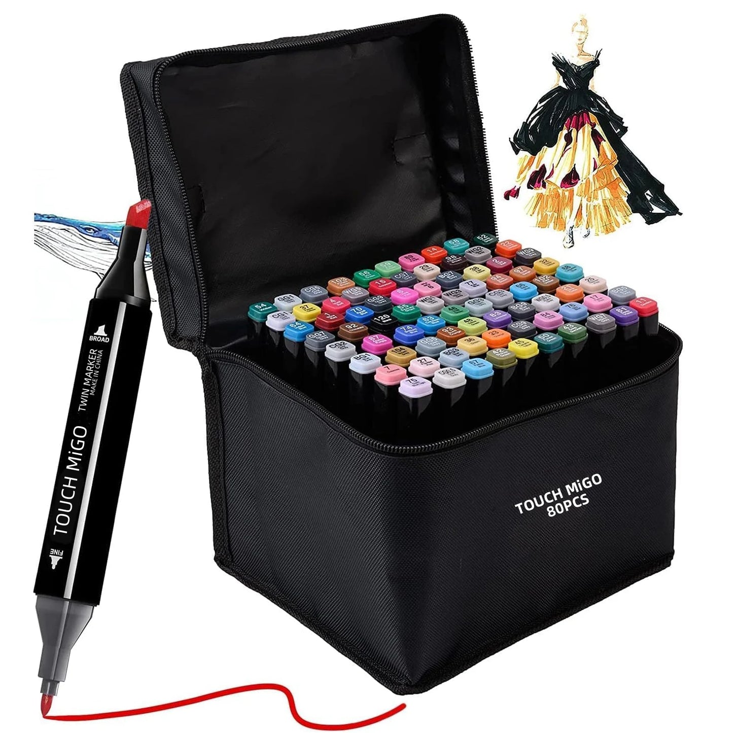 Lot de 80 Marqueurs à Alcool Double Pointe – Feutres de Coloriage Rechargeables pour Dessin, Manga et Fournitures Scolaires