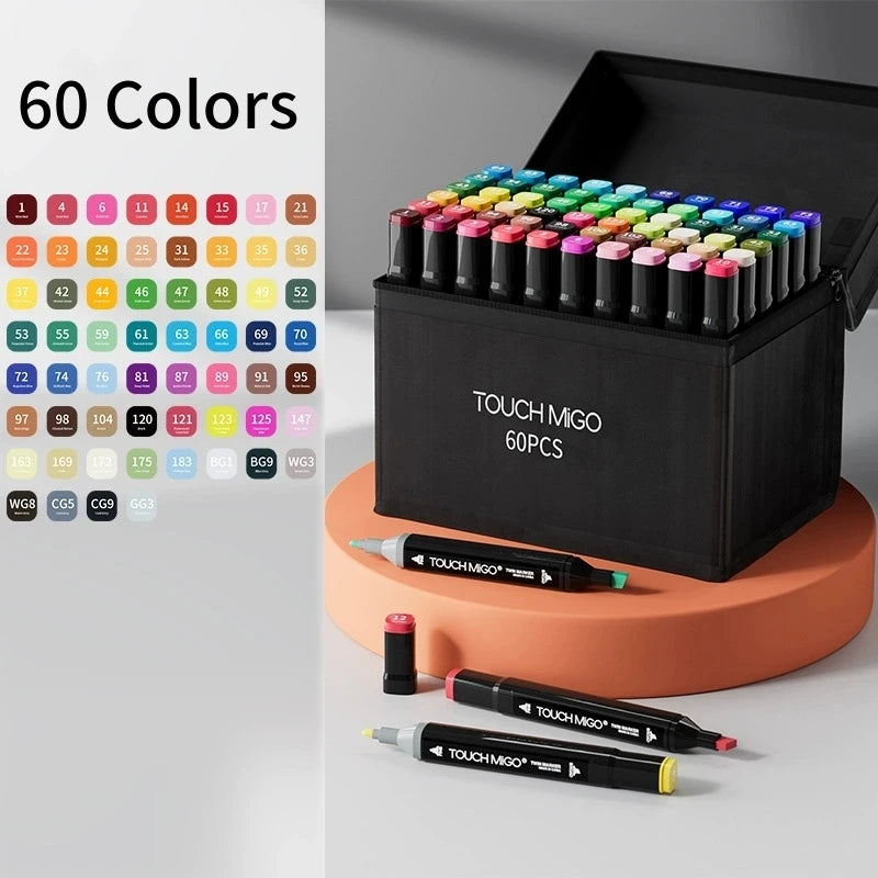 Lot de 80 Marqueurs à Alcool Double Pointe – Feutres de Coloriage Rechargeables pour Dessin, Manga et Fournitures Scolaires