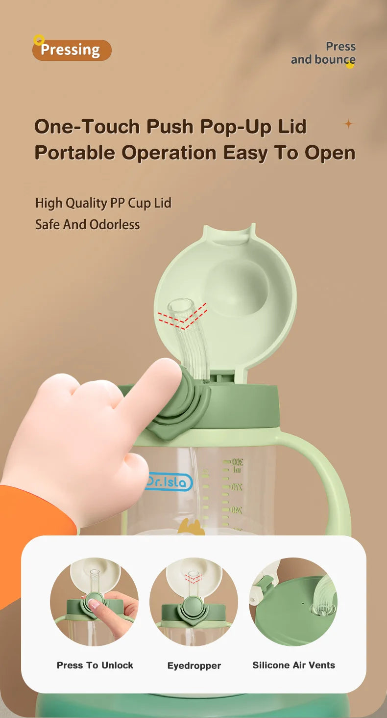 Gourde d’apprentissage 300 ml pour bébé avec paille – Sans BPA