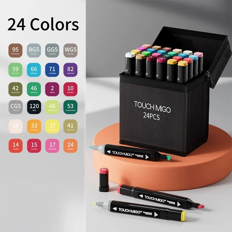 Lot de 80 Marqueurs à Alcool Double Pointe – Feutres de Coloriage Rechargeables pour Dessin, Manga et Fournitures Scolaires