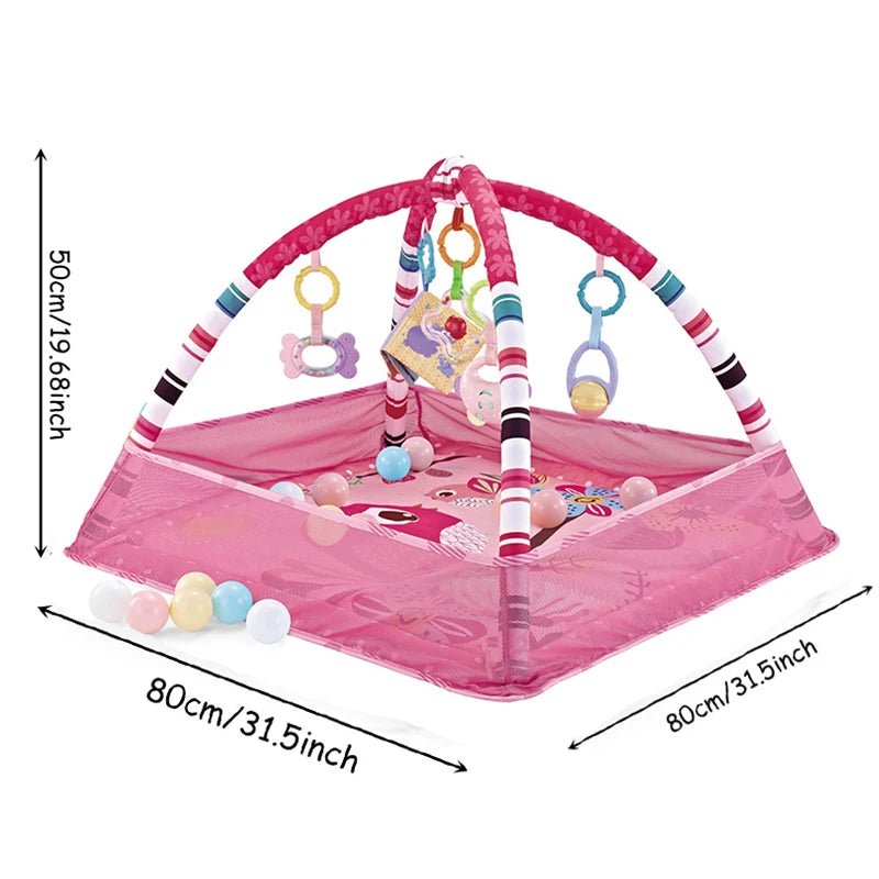 Tapis d’éveil bébé avec arche, jouets éducatifs et barrière de sécurité