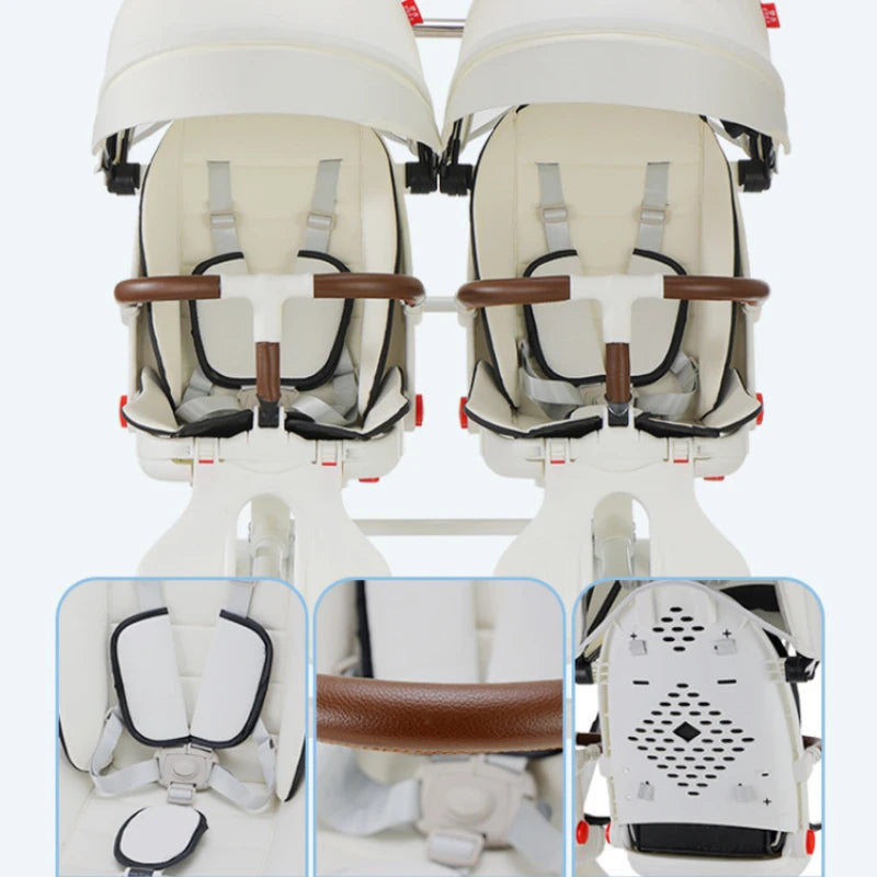 Poussette Double Portable pour Jumeaux – Compacte, Pliable et Confortable