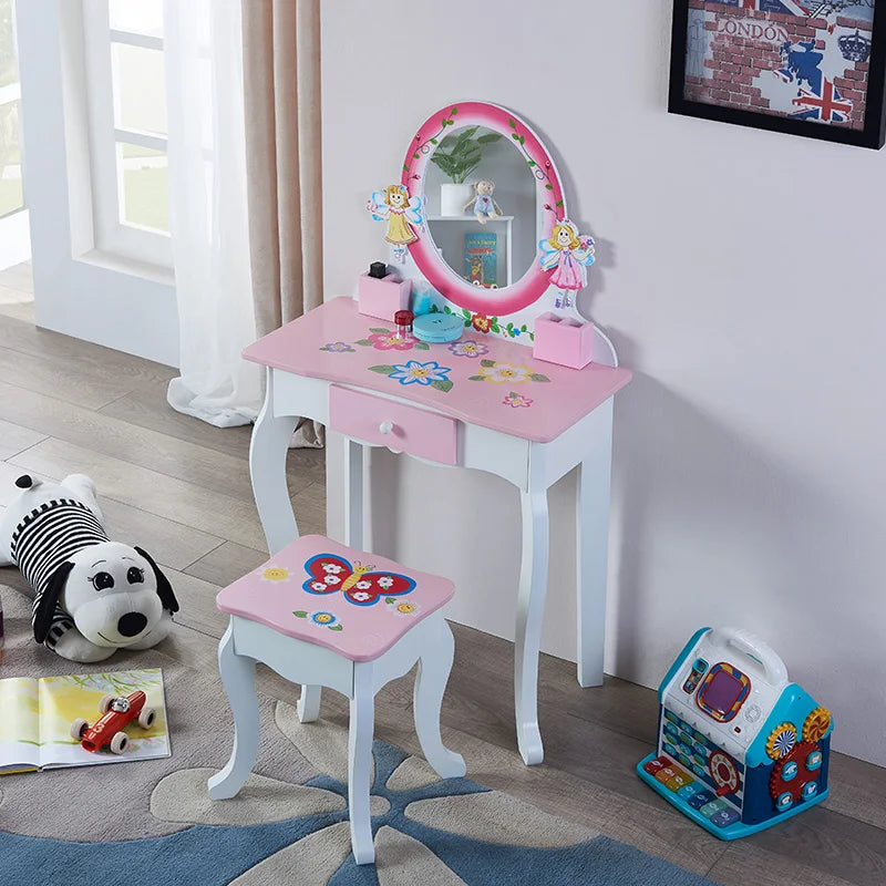 oiffeuse en bois avec miroir pour enfants – Mobilier fille élégant