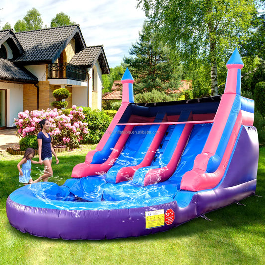 Toboggan Aquatique Gonflable Double Voie – 6,4 x 3,3 x 4,1 m