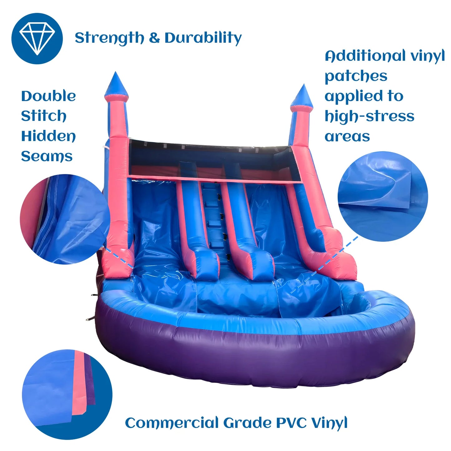 Toboggan Aquatique Gonflable Double Voie – 6,4 x 3,3 x 4,1 m