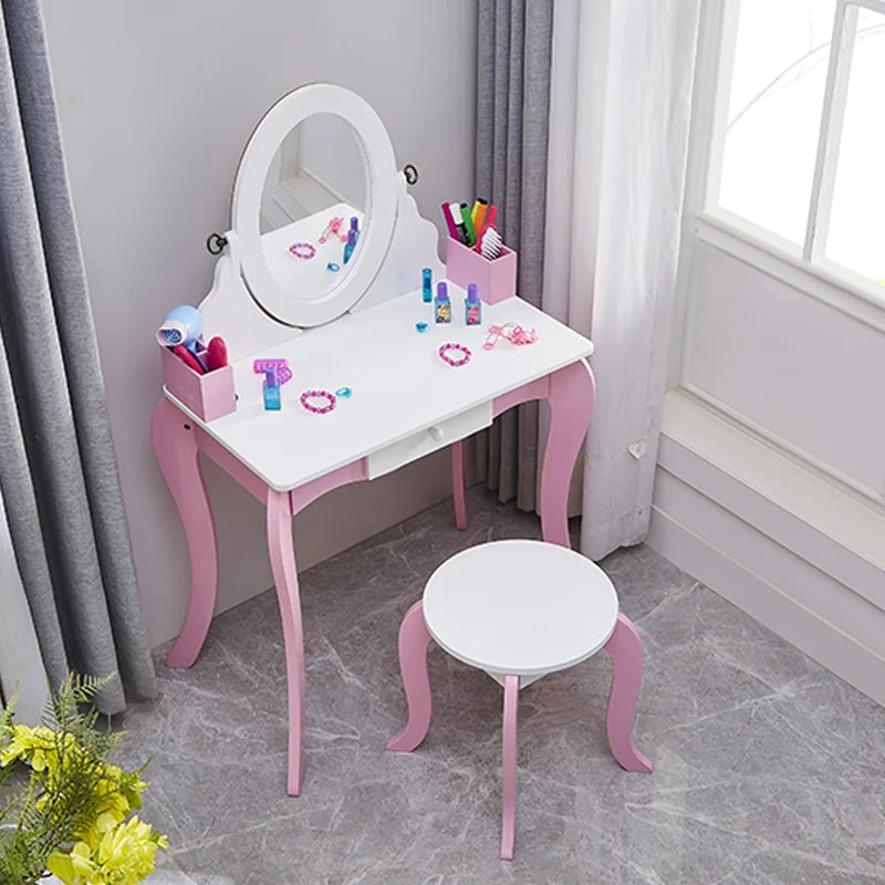 Coiffeuse 2 en 1 pour enfants en bois – Table de maquillage & tableau