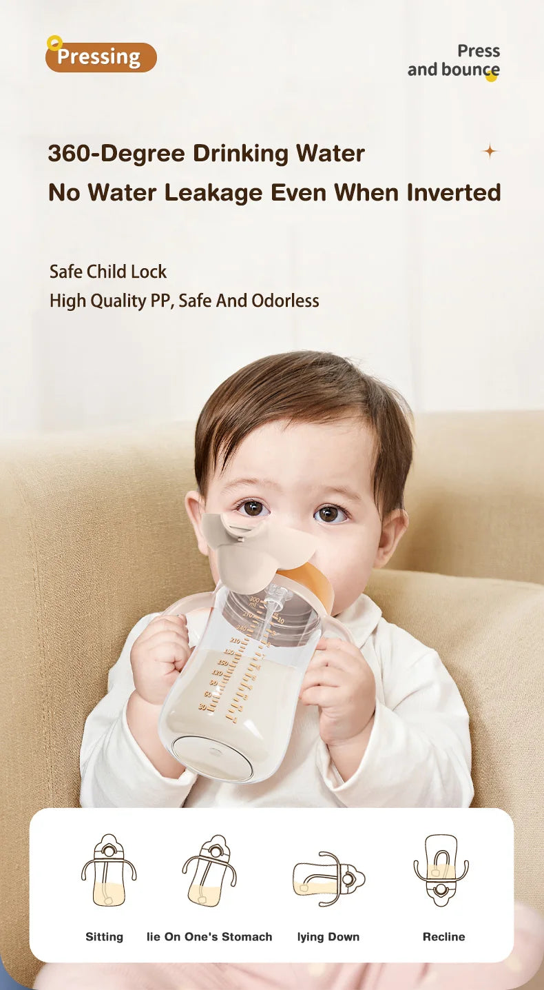 Gourde d’apprentissage 300 ml pour bébé avec paille – Sans BPA