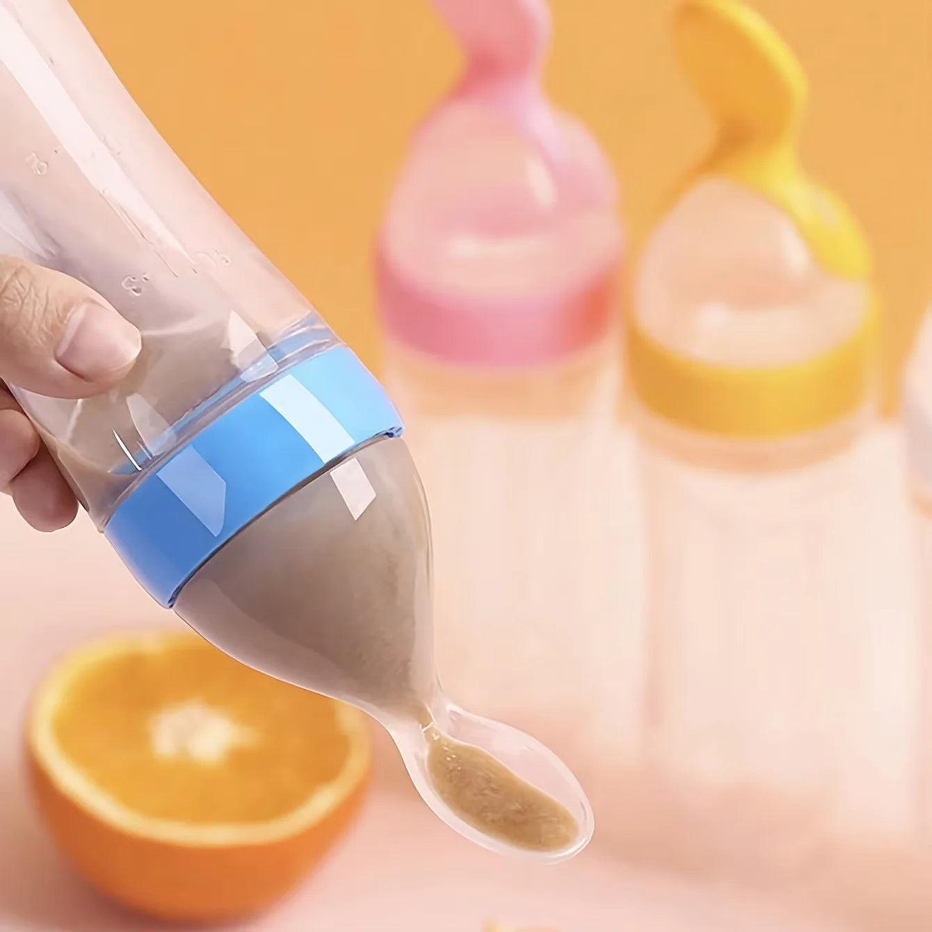 Set d'Alimentation Bébé 7 Pièces – Biberons Cuillères + Tétines Grignoteuses avec Embouts – Silicone Souple et Sans BPA
