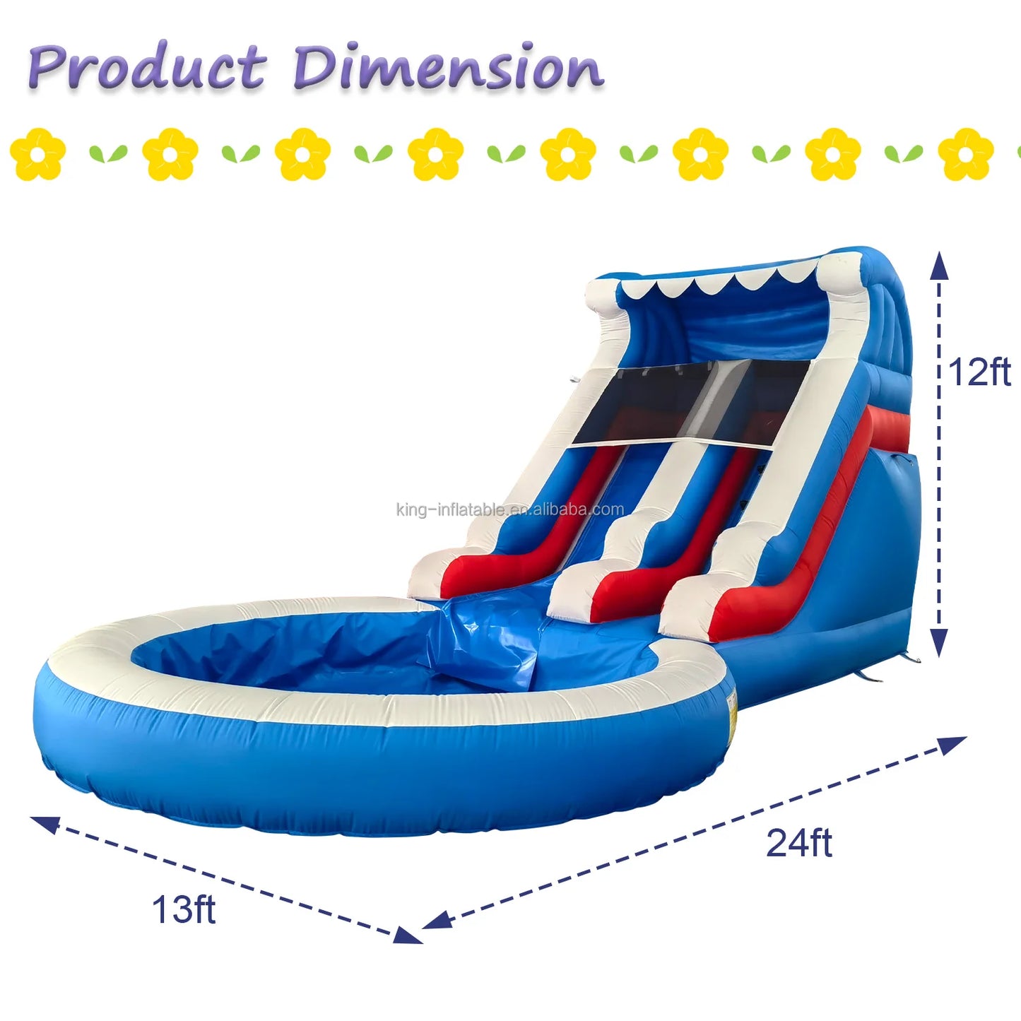 Toboggan aquatique gonflable premium avec piscine — Idéal pour les enfants et les adultes, parfait pour des heures de fun en extérieur dans votre jardin !