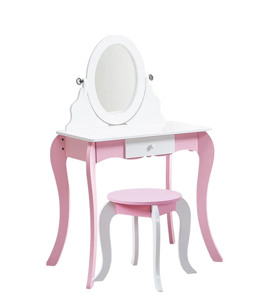 Coiffeuse 2 en 1 pour enfants en bois – Table de maquillage & tableau