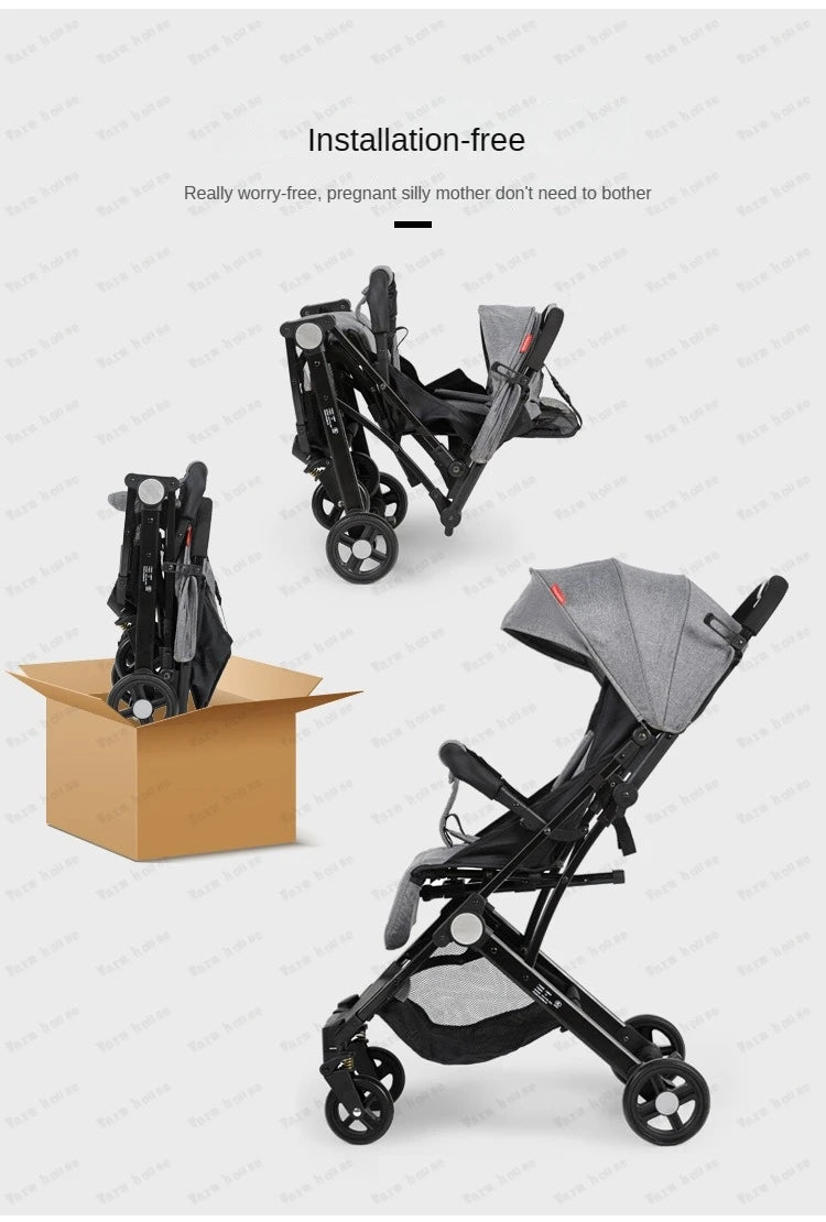 Poussette canne légère pliable à 4 roues pour bébé