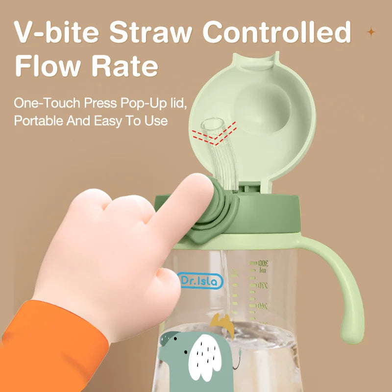 Gourde d’apprentissage 300 ml pour bébé avec paille – Sans BPA
