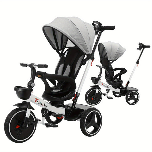 Tricycle Poussette Évolutif pour Bébé Ubravoo – Siège Rotatif 360°, Position Assise ou Allongée, Montage Rapide, de 1 à 5 Ans