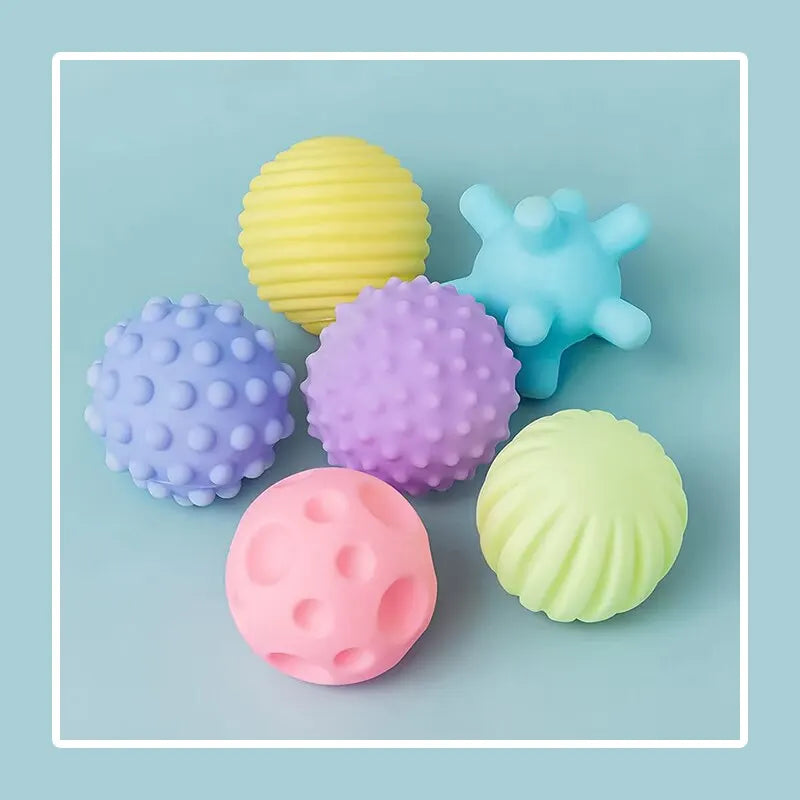 6 Balles Sensorielles Bébé – Texturées & Douces – Jouets d’Éveil Tactile et Massage – Hochet pour Enfants