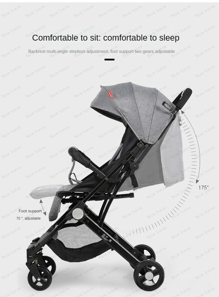Poussette canne légère pliable à 4 roues pour bébé
