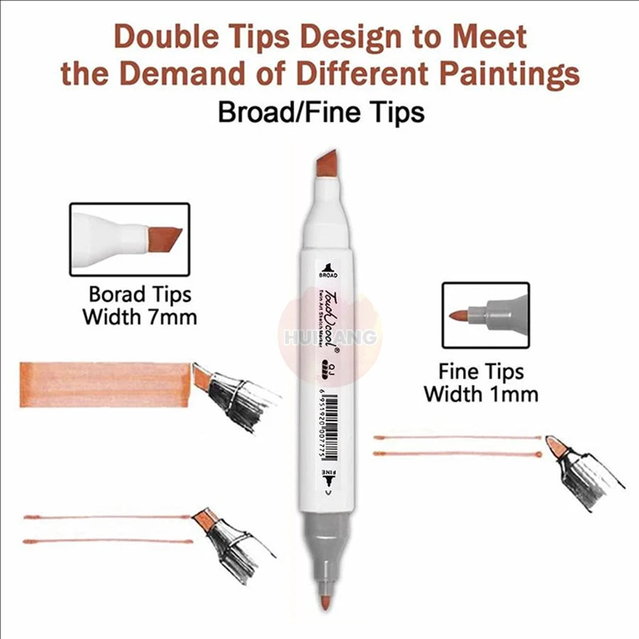 Lot de Marqueurs Tons de Peau – Feutres Double Pointe (Pinceau & Large) pour Portraits, Dessin, Illustration & Croquis Pro