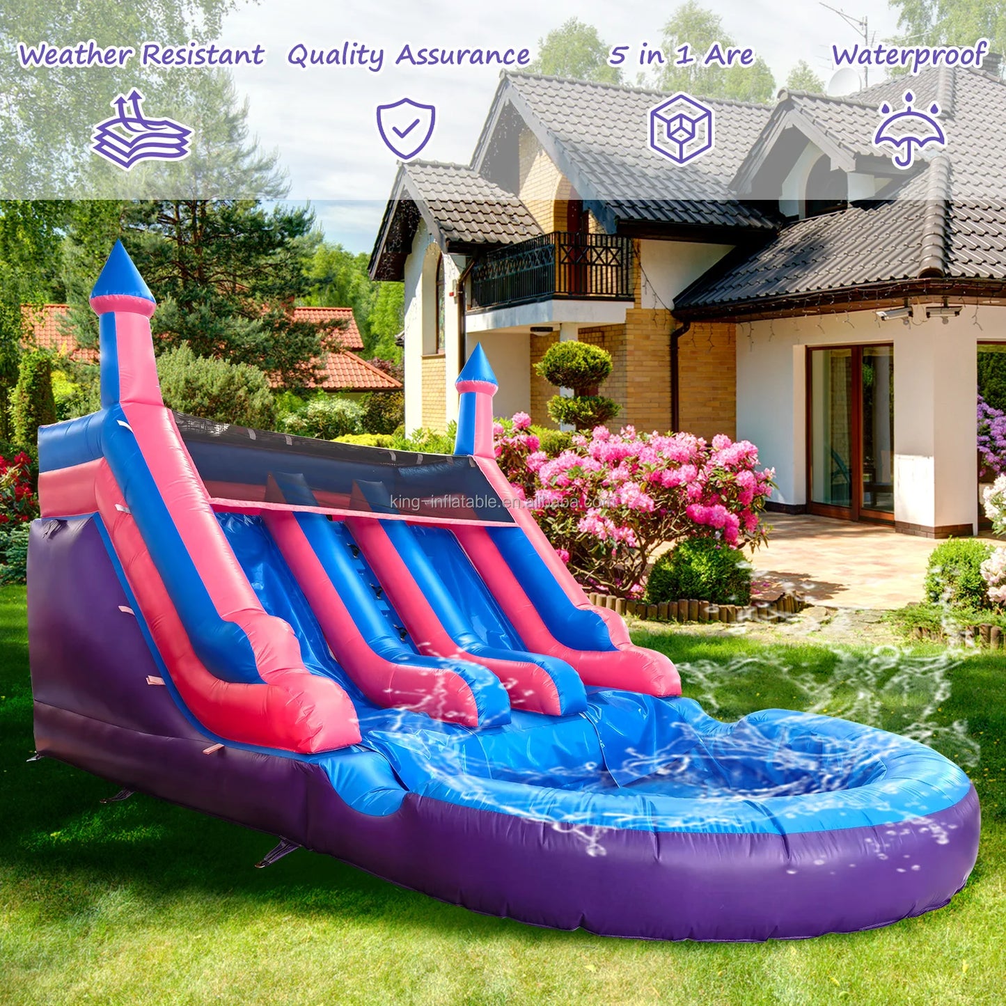 Toboggan Aquatique Gonflable Double Voie – 6,4 x 3,3 x 4,1 m
