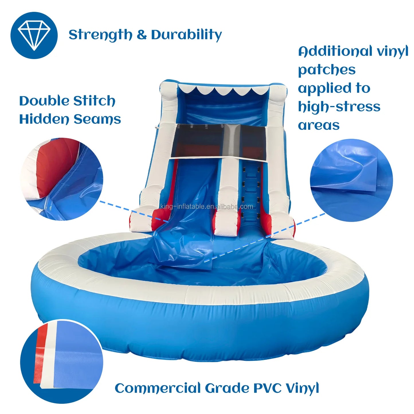 Toboggan aquatique gonflable premium avec piscine — Idéal pour les enfants et les adultes, parfait pour des heures de fun en extérieur dans votre jardin !
