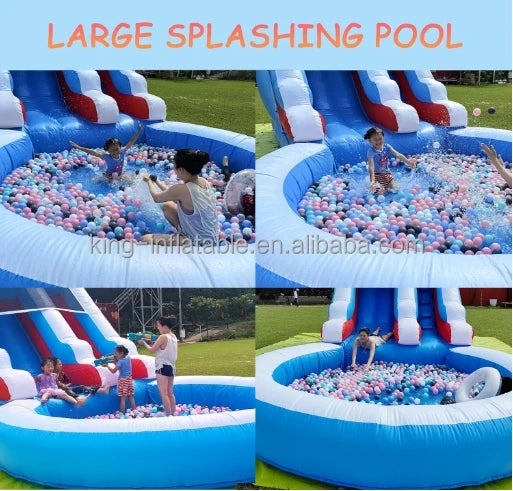 Toboggan aquatique gonflable premium avec piscine — Idéal pour les enfants et les adultes, parfait pour des heures de fun en extérieur dans votre jardin !
