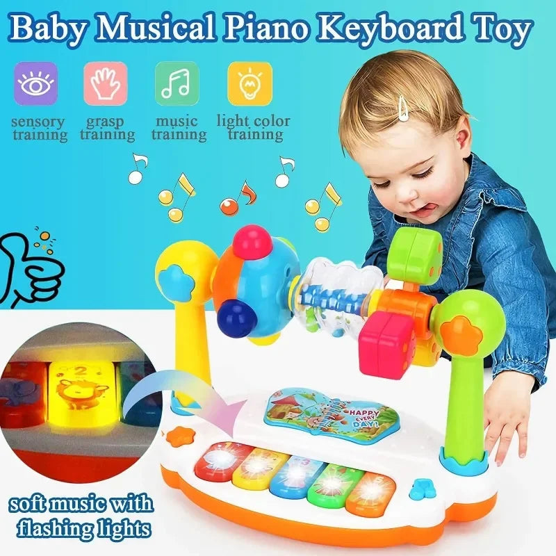 Piano Musical Bébé avec Lumières – Jouet Éducatif Tournant