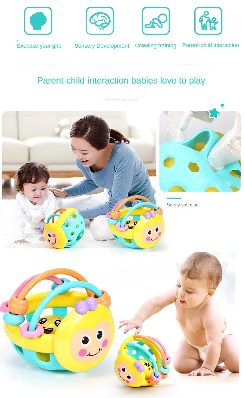Balle Hochet Souple 10 cm pour Bébé – Jouet d’Éveil avec Grelot – Développement Sensoriel 0-12 Mois