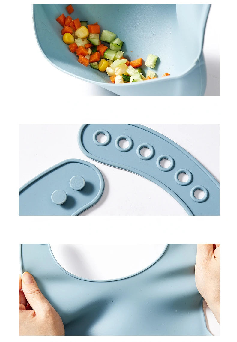 Bavoir bébé imperméable en silicone alimentaire – Ajustable et sans BPA