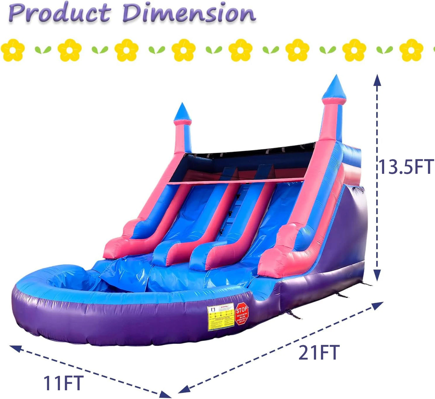 Toboggan Aquatique Gonflable Double Voie – 6,4 x 3,3 x 4,1 m