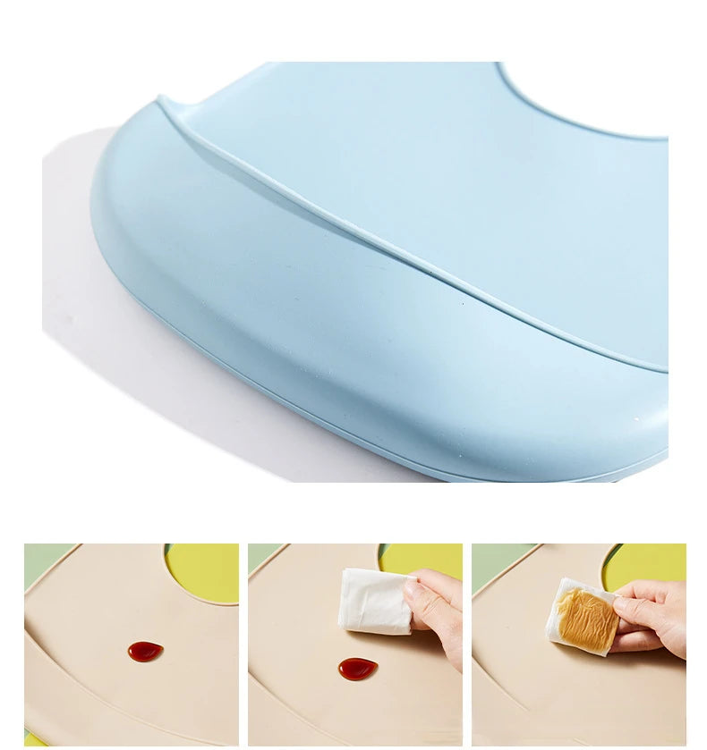 Bavoir bébé imperméable en silicone alimentaire – Ajustable et sans BPA