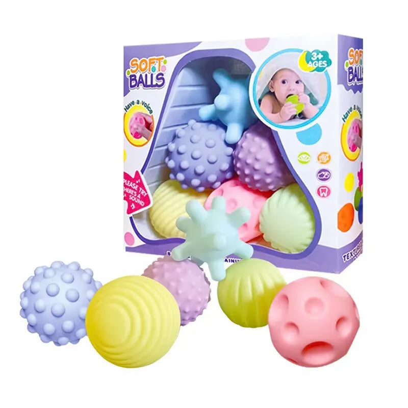 6 Balles Sensorielles Bébé – Texturées & Douces – Jouets d’Éveil Tactile et Massage – Hochet pour Enfants