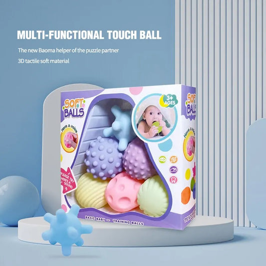 6 Balles Sensorielles Bébé – Texturées & Douces – Jouets d’Éveil Tactile et Massage – Hochet pour Enfants