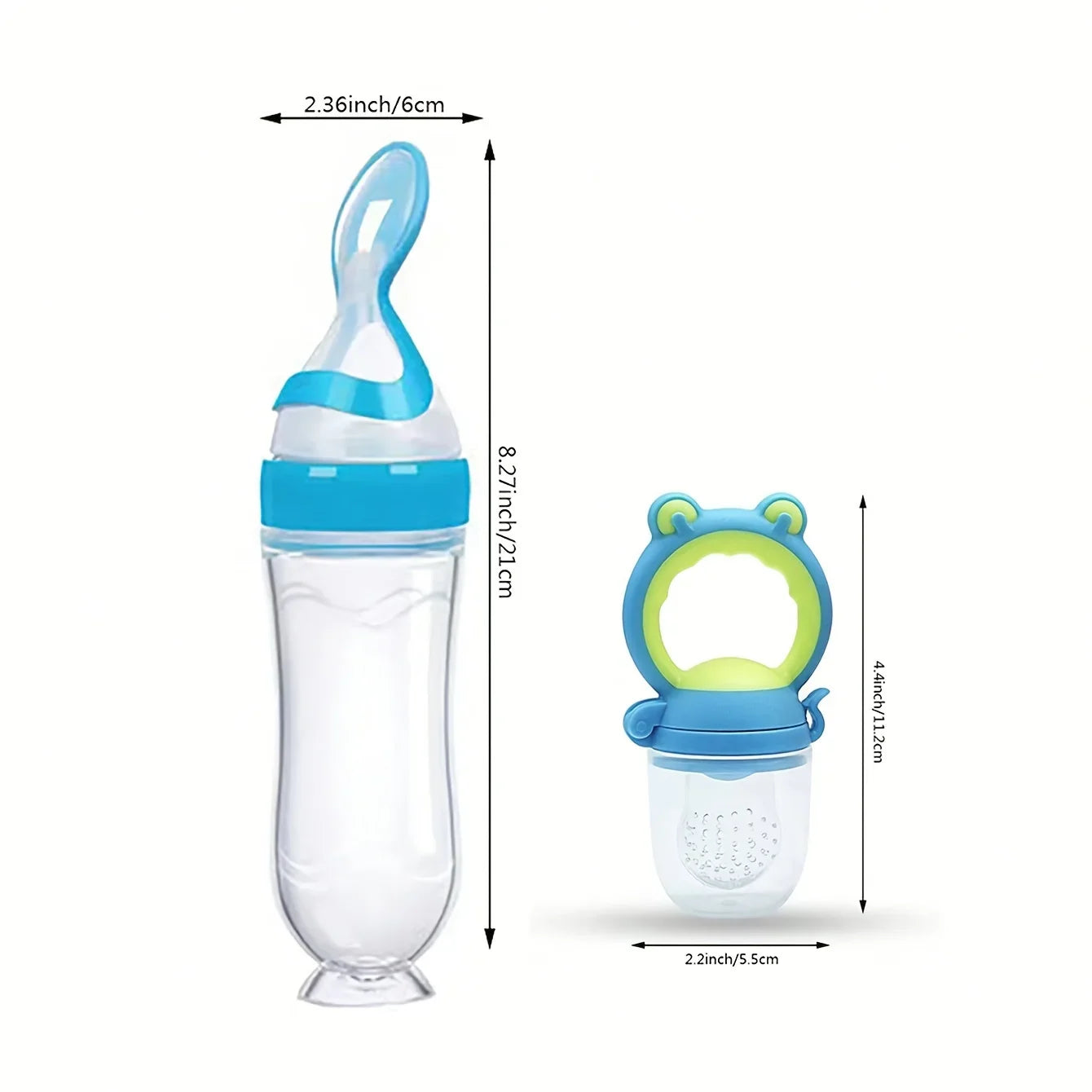 Set d'Alimentation Bébé 7 Pièces – Biberons Cuillères + Tétines Grignoteuses avec Embouts – Silicone Souple et Sans BPA