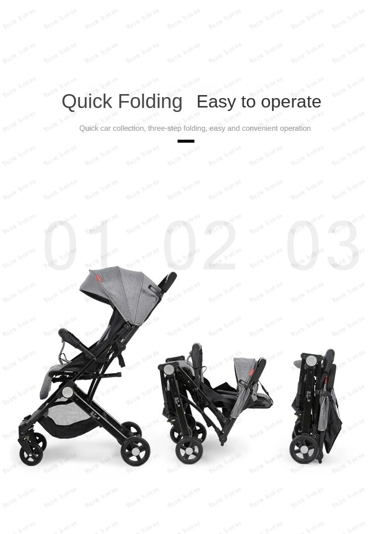 Poussette canne légère pliable à 4 roues pour bébé